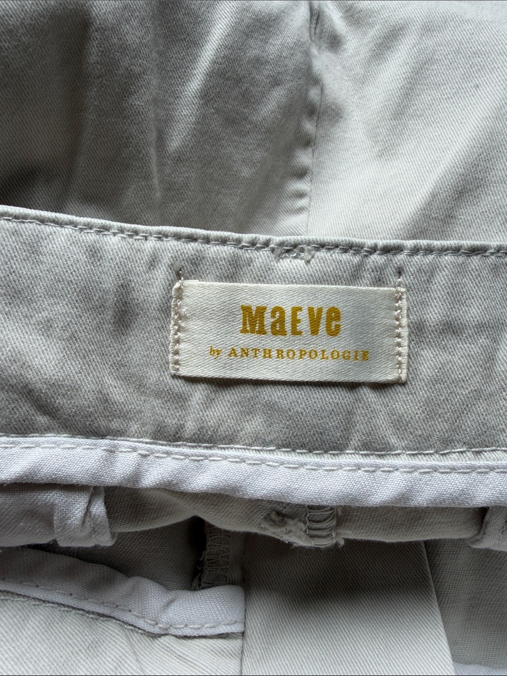 Anthropologie Maeve Pleated Wide Leg Chino Trousers Cotton Pant  Khaki Sz 12 NEW - Picture 9 of 12